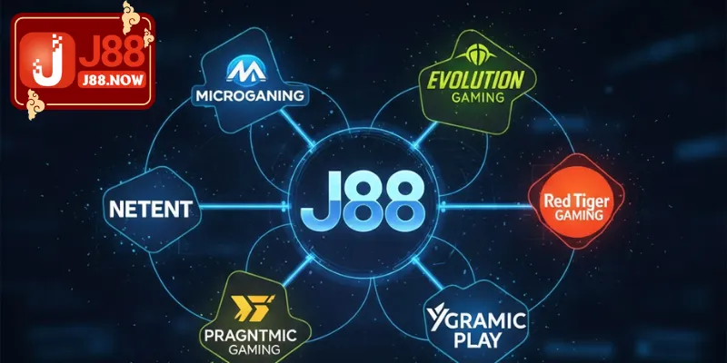 Một số nhà phát hành slot game có tên tuổi đang hợp tác cùng nhà cái J88